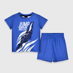 Детский костюм с шортами 3D с принтом Jump master в Тюмени,  |  | cliff diving | dive | diving | swimming | плавание | прыжки в воду | спорт