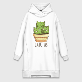 Платье-худи хлопок с принтом Кактус Котики в Тюмени,  |  | cacti | cactus | cat | kitty | plants | кактус | кот | котики | кошка | растения | цветы