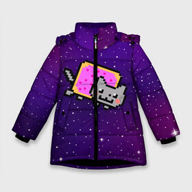 Зимняя куртка для девочек 3D с принтом Nyan Cat в Тюмени, ткань верха — 100% полиэстер; подклад — 100% полиэстер, утеплитель — 100% полиэстер. | длина ниже бедра, удлиненная спинка, воротник стойка и отстегивающийся капюшон. Есть боковые карманы с листочкой на кнопках, утяжки по низу изделия и внутренний карман на молнии. 

Предусмотрены светоотражающий принт на спинке, радужный светоотражающий элемент на пуллере молнии и на резинке для утяжки. | cat | meme | nyan cat | space | youtube | животное | звезды | интернет | космос | кошка | мем | прикол | радуга | юмор | ютуб