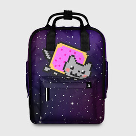 Женский рюкзак 3D с принтом Nyan Cat в Тюмени, 100% полиэстер | лямки с регулируемой длиной, сверху ручки, чтобы рюкзак нести как сумку. Основное отделение закрывается на молнию, как и внешний карман. Внутри два дополнительных кармана, один из которых закрывается на молнию. По бокам два дополнительных кармашка, куда поместится маленькая бутылочка
 | Тематика изображения на принте: cat | meme | nyan cat | space | youtube | животное | звезды | интернет | космос | кошка | мем | прикол | радуга | юмор | ютуб