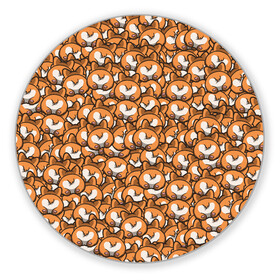 Коврик для мышки круглый с принтом Попки Корги в Тюмени, резина и полиэстер | круглая форма, изображение наносится на всю лицевую часть | корги | попки корги | собаки