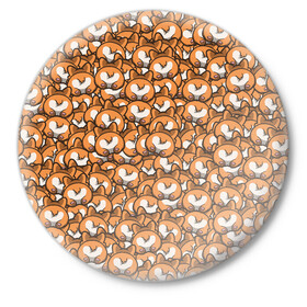 Значок с принтом Попки Корги в Тюмени,  металл | круглая форма, металлическая застежка в виде булавки | корги | попки корги | собаки
