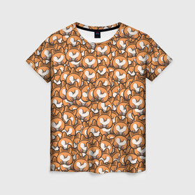 Женская футболка 3D с принтом Попки Корги в Тюмени, 100% полиэфир ( синтетическое хлопкоподобное полотно) | прямой крой, круглый вырез горловины, длина до линии бедер | корги | попки корги | собаки