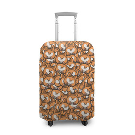 Чехол для чемодана 3D с принтом Попки Корги в Тюмени, 86% полиэфир, 14% спандекс | двустороннее нанесение принта, прорези для ручек и колес | Тематика изображения на принте: корги | попки корги | собаки