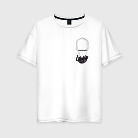 Женская футболка хлопок Oversize с принтом Кот в Тюмени, 100% хлопок | свободный крой, круглый ворот, спущенный рукав, длина до линии бедер
 | забавная | карман | кот