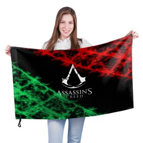 Флаг 3D с принтом Assassins Creed в Тюмени, 100% полиэстер | плотность ткани — 95 г/м2, размер — 67 х 109 см. Принт наносится с одной стороны | 