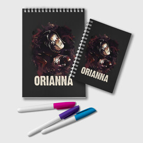 Блокнот с принтом Orianna в Тюмени, 100% бумага | 48 листов, плотность листов — 60 г/м2, плотность картонной обложки — 250 г/м2. Листы скреплены удобной пружинной спиралью. Цвет линий — светло-серый
 | jinx | kda | league | lol | moba | pentakill | riot | rise | rus | skins | варвик | варус | воин | легенд | лига | лол | маг | стрелок | танк | чемпион