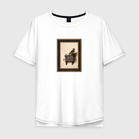 Мужская футболка хлопок Oversize с принтом The Goldfinch в Тюмени, 100% хлопок | свободный крой, круглый ворот, “спинка” длиннее передней части | Тематика изображения на принте: the goldfinch | акварель | арт | голландский | животные | искусство | карел | картина | минимализм | рисунок | стиль | фабрициус | художник | щегол