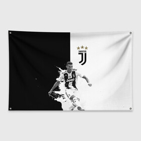 Флаг-баннер с принтом Cristiano Ronaldo в Тюмени, 100% полиэстер | размер 67 х 109 см, плотность ткани — 95 г/м2; по краям флага есть четыре люверса для крепления | cristiano ronaldo | кри ро | криш | роналдо | футбол | юве | ювентус