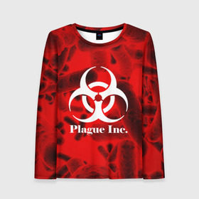 Женский лонгслив 3D с принтом PLAGUE INC. в Тюмени, 100% полиэстер | длинные рукава, круглый вырез горловины, полуприлегающий силуэт | molecule | plague inc | абстракция | бактерии | вирус | клетки | медицина | микробы | молекулы | наука | нейрон | нейроны | планета | текстура | текстуры | формула