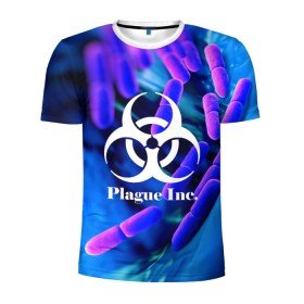 Мужская футболка 3D спортивная с принтом PLAGUE INC. в Тюмени, 100% полиэстер с улучшенными характеристиками | приталенный силуэт, круглая горловина, широкие плечи, сужается к линии бедра | Тематика изображения на принте: molecule | plague inc | абстракция | бактерии | вирус | клетки | медицина | микробы | молекулы | наука | нейрон | нейроны | планета | текстура | текстуры | формула