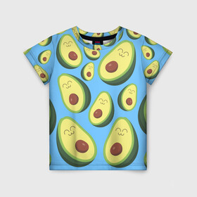 Детская футболка 3D с принтом Авокадо паттерн в Тюмени, 100% гипоаллергенный полиэфир | прямой крой, круглый вырез горловины, длина до линии бедер, чуть спущенное плечо, ткань немного тянется | avocado | vegan | vegetarian | авокадо | веган | вегетарианство
