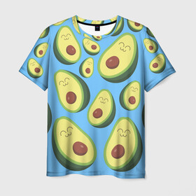Мужская футболка 3D с принтом Авокадо паттерн в Тюмени, 100% полиэфир | прямой крой, круглый вырез горловины, длина до линии бедер | avocado | vegan | vegetarian | авокадо | веган | вегетарианство