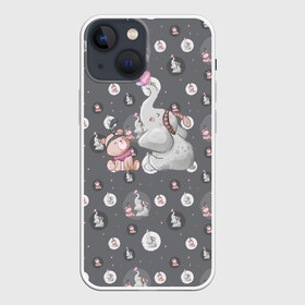 Чехол для iPhone 13 mini с принтом Слоник в Тюмени,  |  | Тематика изображения на принте: животные | забавные | медведь | милые | слон