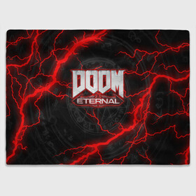 Плед 3D с принтом DOOM ETERNAL в Тюмени, 100% полиэстер | закругленные углы, все края обработаны. Ткань не мнется и не растягивается | Тематика изображения на принте: doom | doom eternal | doom slayer | slayer | дум