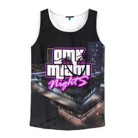 Мужская майка 3D с принтом GTA MIAMI NIGHTS в Тюмени, 100% полиэстер | круглая горловина, приталенный силуэт, длина до линии бедра. Пройма и горловина окантованы тонкой бейкой | Тематика изображения на принте: grand theft auto 2 | grand theft auto 3 | grand theft auto v | grand theft auto: san andreas | grand theft auto: vice city | gta 5 | gta online | gta v | город | игры