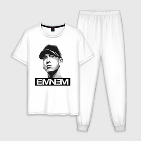 Мужская пижама хлопок с принтом Eminem в Тюмени, 100% хлопок | брюки и футболка прямого кроя, без карманов, на брюках мягкая резинка на поясе и по низу штанин
 | eminem | evil | ken kaniff | marshall bruce mathers iii | mm | rap | slim shady | маршалл брюс мэтерс iii | рэп | рэп рок | хип хоп | хорроркор | эминем