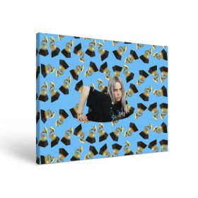 Холст прямоугольный с принтом Billie Eilish Grammy в Тюмени, 100% ПВХ |  | billie | eilish | grammy | айлиш | билли | грэмми