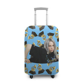 Чехол для чемодана 3D с принтом Billie Eilish Grammy в Тюмени, 86% полиэфир, 14% спандекс | двустороннее нанесение принта, прорези для ручек и колес | billie | eilish | grammy | айлиш | билли | грэмми
