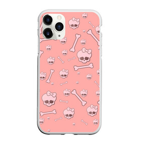 Чехол для iPhone 11 Pro матовый с принтом Cute bones в Тюмени, Силикон |  | bone | pink | pink skull | skeleton | skull | кости | розовый | череп