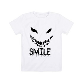 Детская футболка хлопок с принтом Smile в Тюмени, 100% хлопок | круглый вырез горловины, полуприлегающий силуэт, длина до линии бедер | Тематика изображения на принте: smile | улыбнись