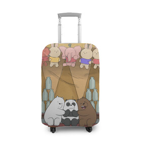 Чехол для чемодана 3D с принтом We Bare Bear в Тюмени, 86% полиэфир, 14% спандекс | двустороннее нанесение принта, прорези для ручек и колес | grizzly | ice bear | panda | the three bare bears | vdzajul | we bare bears | белый | вся правда о медведях | гризли | панда | правда