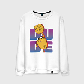 Мужской свитшот хлопок с принтом DUDE в Тюмени, 100% хлопок |  | adventure time | finn the human | jake the dog | vdzajul | джейк | лич | марселин | ооо | рикардио | снежный король | финн | финн парнишка