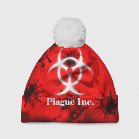 Шапка 3D c помпоном с принтом PLAGUE INC. в Тюмени, 100% полиэстер | универсальный размер, печать по всей поверхности изделия | molecule | plague inc | абстракция | бактерии | вирус | клетки | медицина | микробы | молекулы | наука | нейрон | нейроны | планета | текстура | текстуры | формула