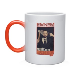 Кружка хамелеон с принтом Eminem. MTBMB в Тюмени, керамика | меняет цвет при нагревании, емкость 330 мл | Тематика изображения на принте: album | eminem | marshall | music | music to be murdered by | rap | альбом | эминем