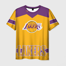 Мужская футболка 3D с принтом Los Angeles Lakers  в Тюмени, 100% полиэфир | прямой крой, круглый вырез горловины, длина до линии бедер | angeles | bryant | kobe | lakers | los | баскетбольный | клуб