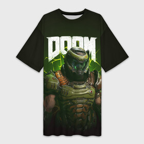 Платье-футболка 3D с принтом Doom Eternal в Тюмени,  |  | doom | doom 2016 | doom 2020 | doom eternal | doomguy | дум | дум 2020 | дум вечен | дум етернал | дум этернал | думгай