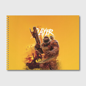 Альбом для рисования с принтом Doom Slayer в Тюмени, 100% бумага
 | матовая бумага, плотность 200 мг. | doom | doom 2016 | doom 2020 | doom eternal | doom slayer | doomguy | doomslayer | дум | дум 2020 | дум вечен | дум етернал | дум этернал | думгай