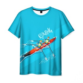 Мужская футболка 3D с принтом Rowers в Тюмени, 100% полиэфир | прямой крой, круглый вырез горловины, длина до линии бедер | rowing | sport | байдарки | гребец | гребцы | лодки | лодочный спорт | спорт | спортсмен | спортсмены