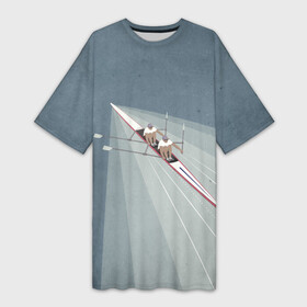 Платье-футболка 3D с принтом Академические гребцы в Тюмени,  |  | rowing | sport | байдарки | гребец | гребцы | лодки | лодочный спорт | спорт | спортсмен | спортсмены