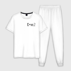 Мужская пижама хлопок с принтом Е=mc2 в Тюмени, 100% хлопок | брюки и футболка прямого кроя, без карманов, на брюках мягкая резинка на поясе и по низу штанин
 | еmc2 | наука | развитие | ум | физика
