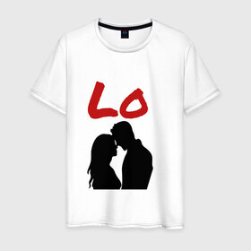Мужская футболка хлопок с принтом LOVE (1 часть) в Тюмени, 100% хлопок | прямой крой, круглый вырез горловины, длина до линии бедер, слегка спущенное плечо. | 14 февраля | 8 марта | девушка | день всех влюбленных | день святого валентина | для двоих | любимая | любовь | парень | парная | подарок
