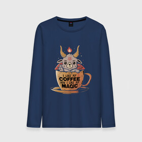 Мужской лонгслив хлопок с принтом Magic Coffee в Тюмени, 100% хлопок |  | coffee | evil | magic | prints | зло | картинки | кофе | магия | майки | мем | мода | прикол | принты | стиль | тренд | футболки | яркие | яркость