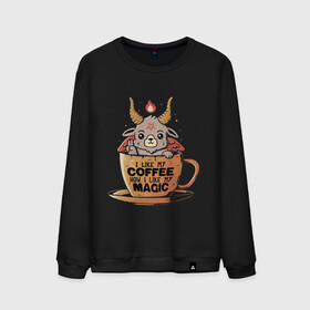 Мужской свитшот хлопок с принтом Magic Coffee в Тюмени, 100% хлопок |  | coffee | evil | magic | prints | зло | картинки | кофе | магия | майки | мем | мода | прикол | принты | стиль | тренд | футболки | яркие | яркость