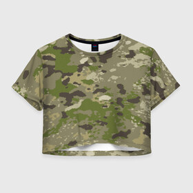 Женская футболка Crop-top 3D с принтом CAMOUFLAGE в Тюмени, 100% полиэстер | круглая горловина, длина футболки до линии талии, рукава с отворотами | 23 февраля | amel flags | camouflage | dazzle paint | province | provinces | день защитника отечества | камуфляж | маскировка | сокрытие