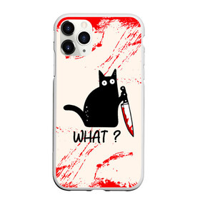 Чехол для iPhone 11 Pro матовый с принтом What cat в Тюмени, Силикон |  | cat | kitten | knife | what | вопрос | киса | кот | котёнок | кошак | кошка | кровь | нож | удивление | что