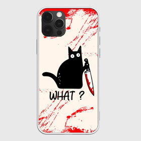 Чехол для iPhone 12 Pro Max с принтом What cat в Тюмени, Силикон |  | Тематика изображения на принте: cat | kitten | knife | what | вопрос | киса | кот | котёнок | кошак | кошка | кровь | нож | удивление | что