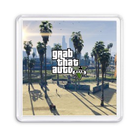 Магнит 55*55 с принтом GRAND THEFT AUTO 5 в Тюмени, Пластик | Размер: 65*65 мм; Размер печати: 55*55 мм | Тематика изображения на принте: grand theft auto 2 | grand theft auto 3 | grand theft auto v | grand theft auto: san andreas | grand theft auto: vice city | gta 1 | gta 2 | gta 3 | gta 4 | gta 5 | gta online | gta v | город | игры