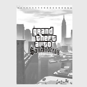 Скетчбук с принтом GTA SanAndreas в Тюмени, 100% бумага
 | 48 листов, плотность листов — 100 г/м2, плотность картонной обложки — 250 г/м2. Листы скреплены сверху удобной пружинной спиралью | grand theft auto 2 | grand theft auto 3 | grand theft auto v | grand theft auto: san andreas | grand theft auto: vice city | gta 1 | gta 2 | gta 3 | gta 4 | gta 5 | gta online | gta v | город | игры