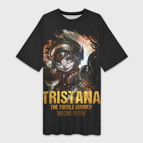 Платье-футболка 3D с принтом Tristana в Тюмени,  |  | jinx | kda | league | lol | moba | pentakill | riot | rise | rus | skins | варвик | варус | воин | легенд | лига | лол | маг | стрелок | танк | чемпион
