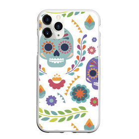 Чехол для iPhone 11 Pro Max матовый с принтом Мексиканские мотивы в Тюмени, Силикон |  | Тематика изображения на принте: день мёртвых. череп | мексика | мексиканский | мексиканское | цветок | цветы | черепа