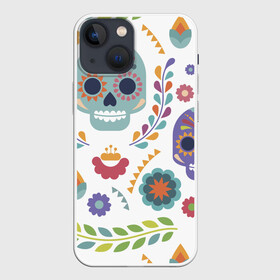 Чехол для iPhone 13 mini с принтом Мексиканские мотивы в Тюмени,  |  | день мёртвых. череп | мексика | мексиканский | мексиканское | цветок | цветы | черепа