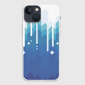 Чехол для iPhone 13 mini с принтом Пиксельные сливки в Тюмени,  |  | белый | геометрия | капли | молоко | пиксели | синий | сливки | узор | узоры