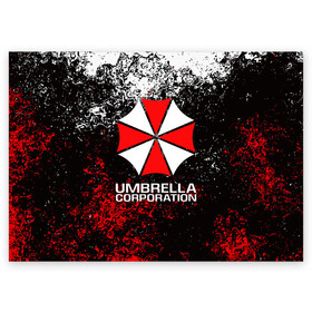 Поздравительная открытка с принтом UMBRELLA CORP в Тюмени, 100% бумага | плотность бумаги 280 г/м2, матовая, на обратной стороне линовка и место для марки
 | ada wong | biohazard | leon | nemesis | project resistance | raccoon city | re2 | resident evil 2 | rpd | stars | umbrella | ада вонг | амбрелла | немесис | ужасы