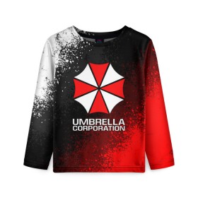 Детский лонгслив 3D с принтом UMBRELLA CORP в Тюмени, 100% полиэстер | длинные рукава, круглый вырез горловины, полуприлегающий силуэт
 | ada wong | biohazard | leon | nemesis | project resistance | raccoon city | re2 | resident evil 2 | rpd | stars | umbrella | ада вонг | амбрелла | немесис | ужасы