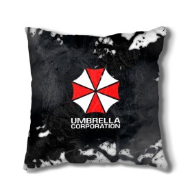 Подушка 3D с принтом UMBRELLA CORP в Тюмени, наволочка – 100% полиэстер, наполнитель – холлофайбер (легкий наполнитель, не вызывает аллергию). | состоит из подушки и наволочки. Наволочка на молнии, легко снимается для стирки | 